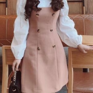 blush pink pinafore dress